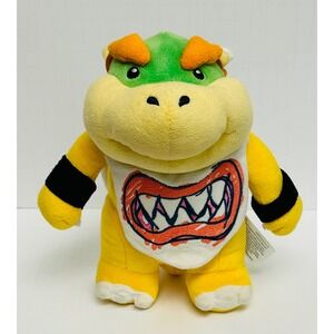 Nintendo Super Mario 8" Yellow Green Bowser Jr Toothy Bib San-Ei Plush Toy 2017